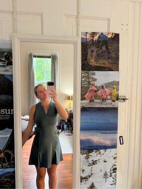 Sleeveless A-Line Dress in Deep Olive Blue Green (matching biker shorts included